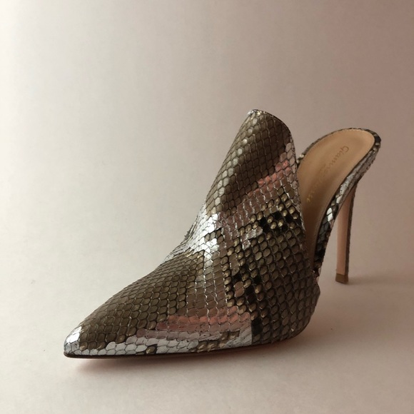 Gianvito Rossi 105mm Silver Python Mule